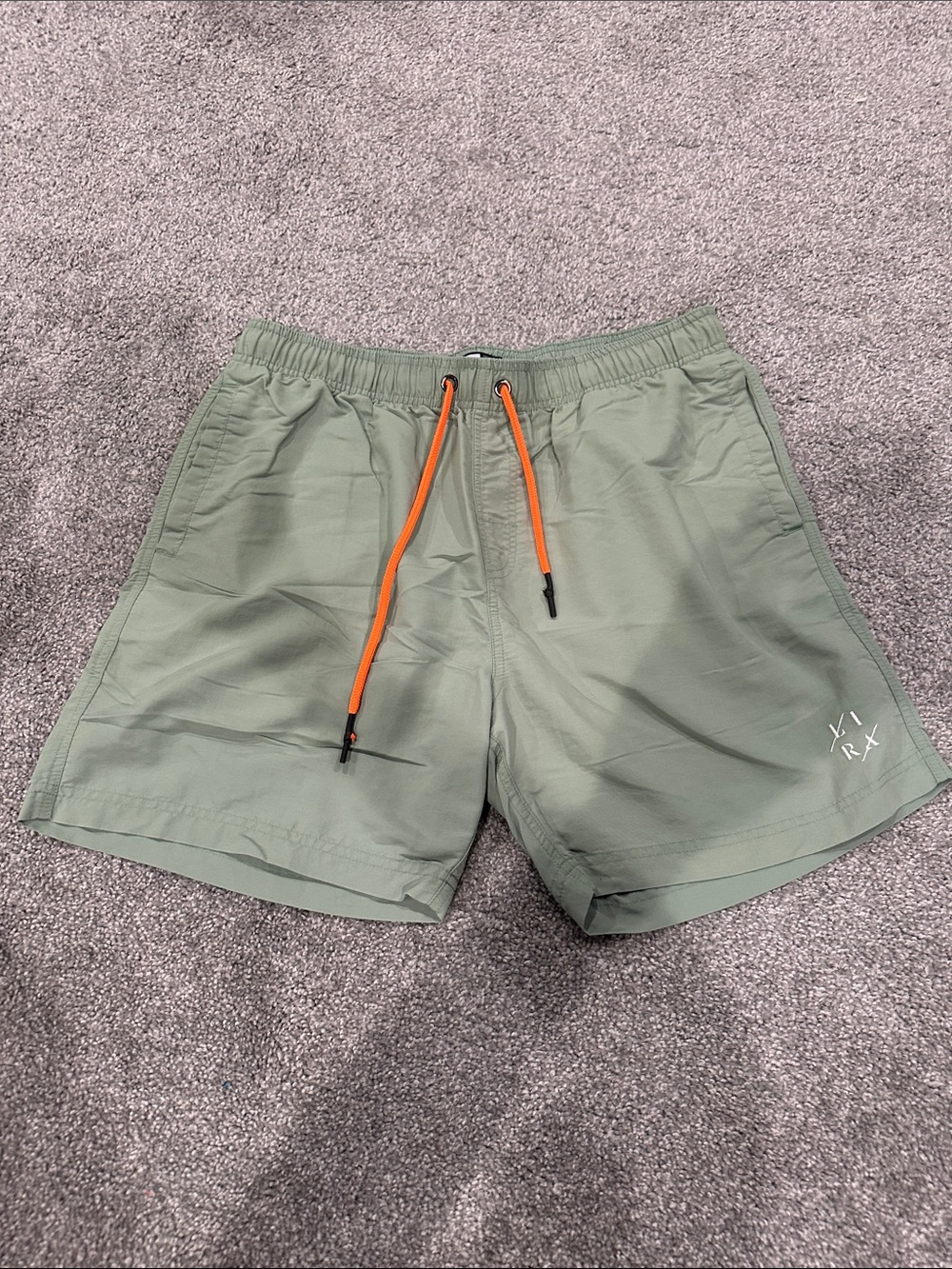 Lira Olive Green Athletic Shorts with Orange Drawstring